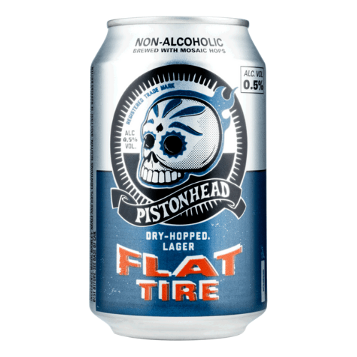 Pistonhead Non-Alcohol Flat Tire Dry Hopped Lager Cans 24x355ml The Beer Town Beer Shop Buy Beer Online